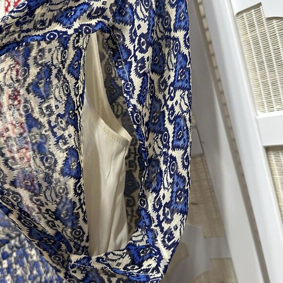 Anthropologie Vineet Bahl Block Print Maxi Dress Women‎ 0 Blue Boho Beaded Fairy - Picture 7 of 12